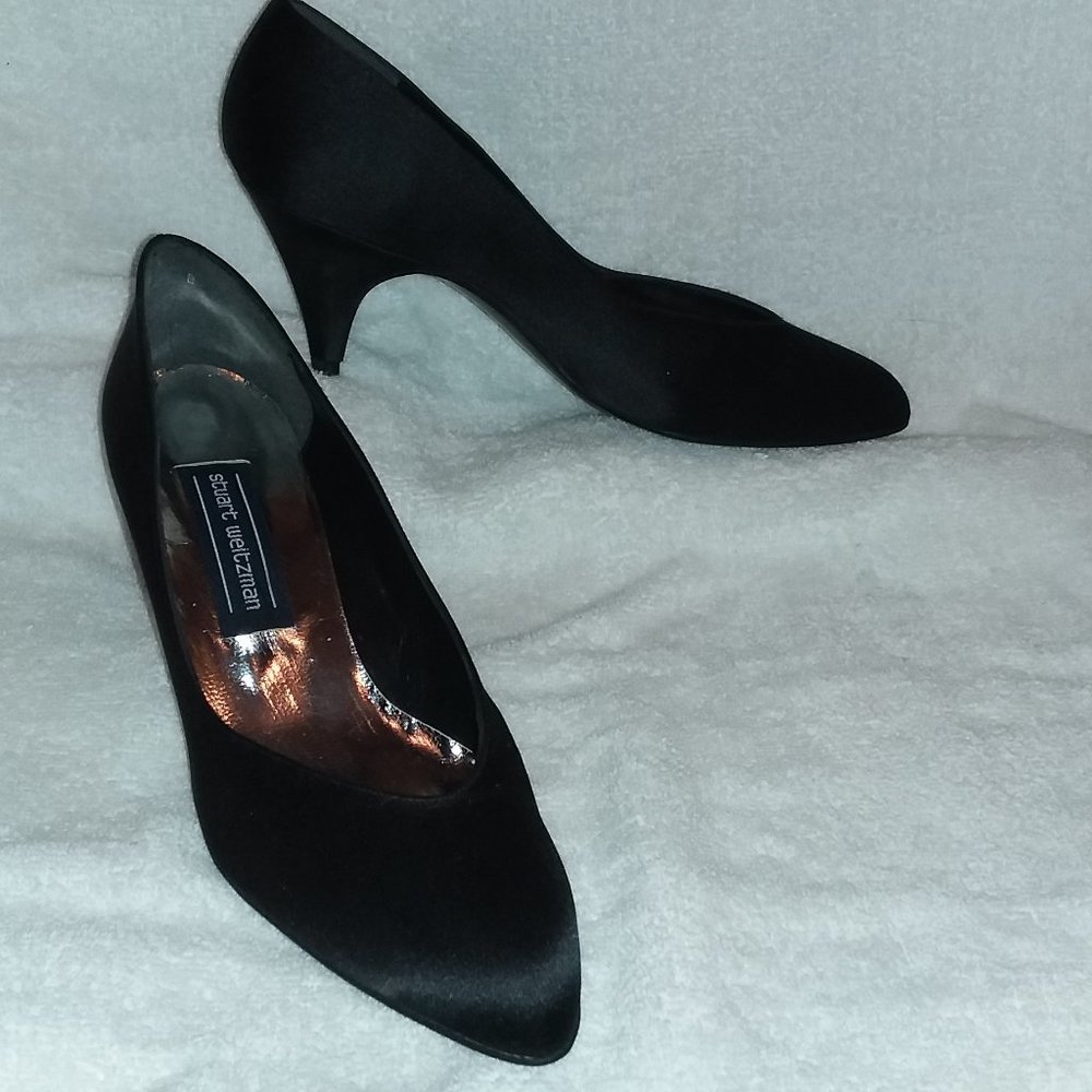 Stuart Weitzman Black Sheen Pumps